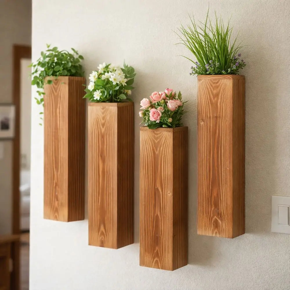 Caspian Wood Wall Farmhouse Planters