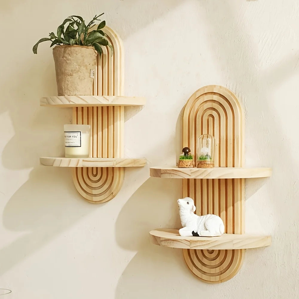 Calista Arched Wood Wall Shelf