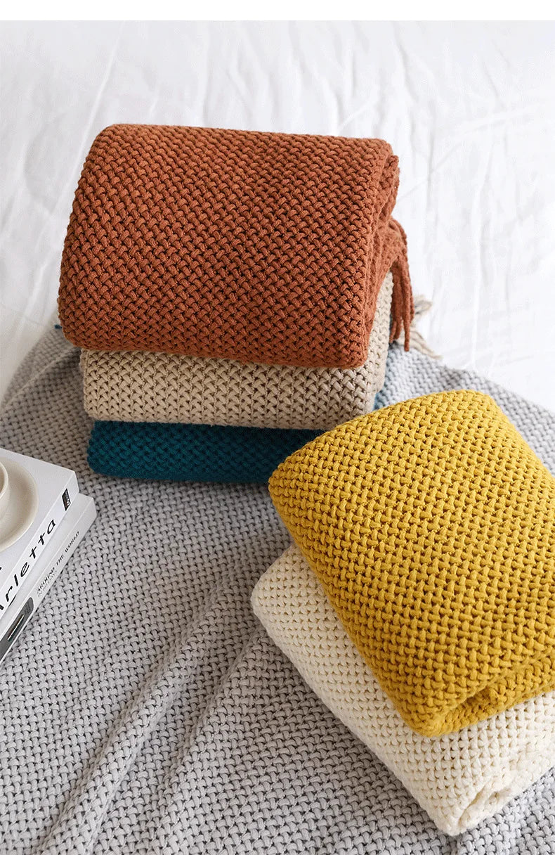 Ashlar Knitted Throw Blanket with Tassels (Copy) remove all but CL