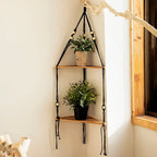 Briar Boho Macrame Triangle Floating Wall Shelf