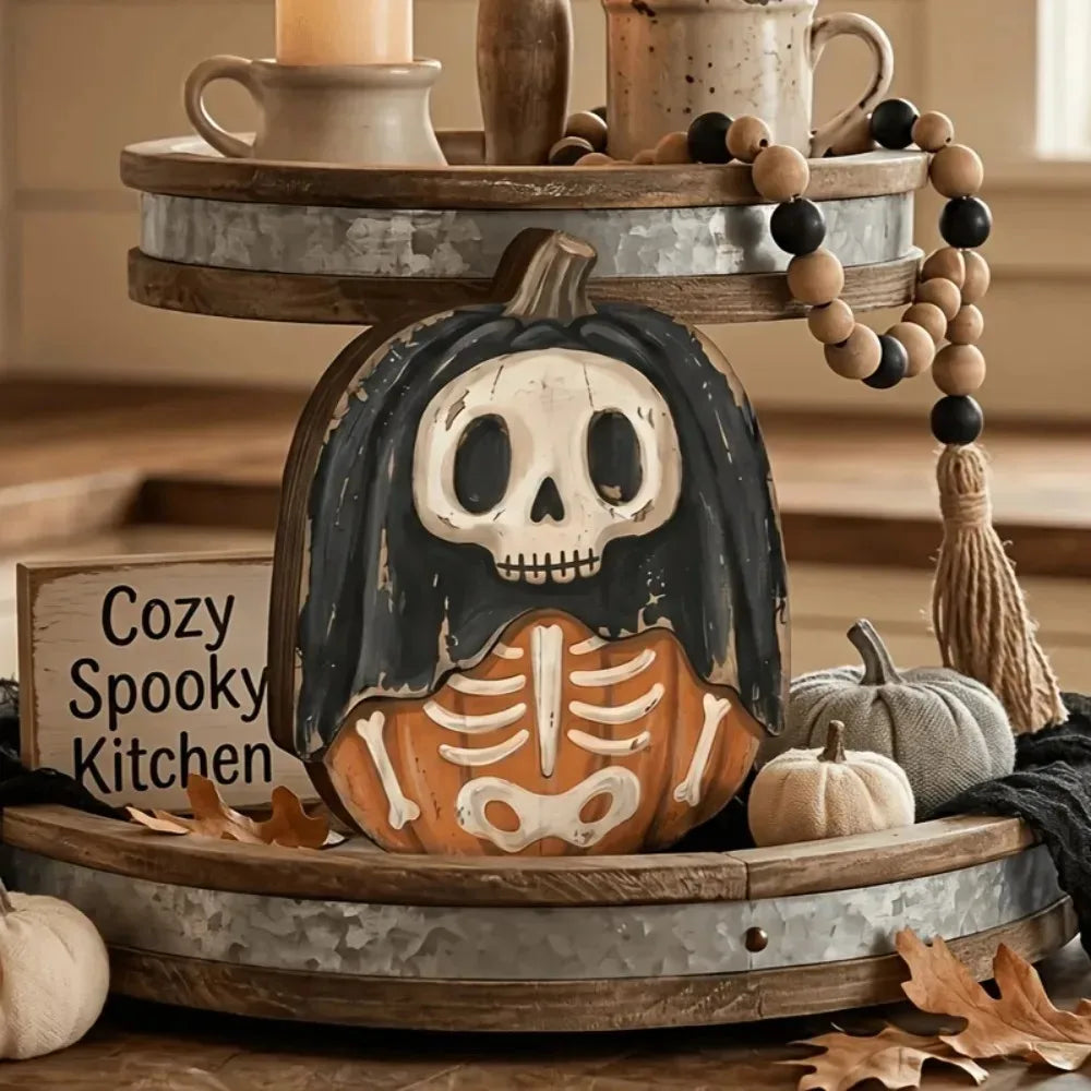 Painted Wood Halloween Tabletop Signs (Set of 6)