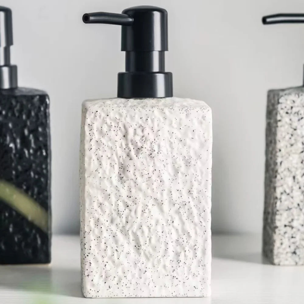 Riverstone Ceramic Soap Dispenser with Stone Texture