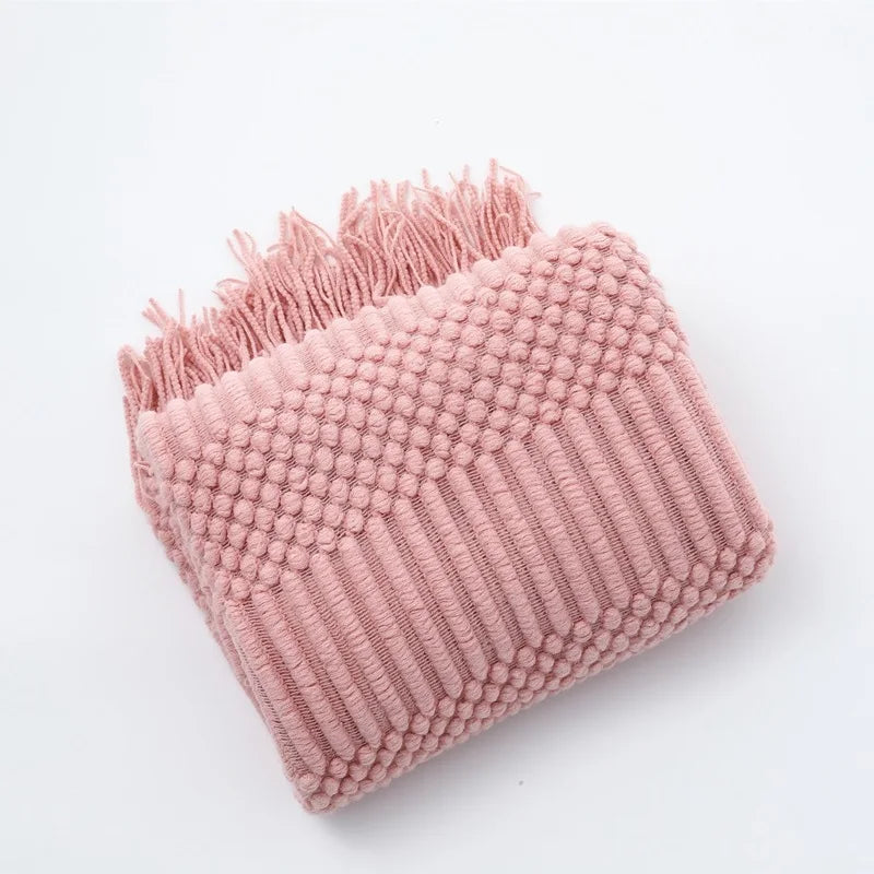 Orlan Knitted Throw Blanket with Tassels