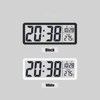 A digital clock shown twice on a light gray background to indicate color options: a black version at the top labeled 'Black' and a white version at the bottom labeled 'White'. Above the products, the text 'colors select' appears.