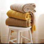 Orlan Knitted Throw Blanket with Tassels
