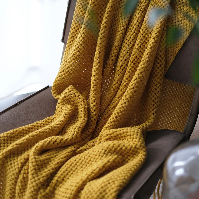 Ashlar Knitted Throw Blanket with Tassels (Copy) remove all but CL