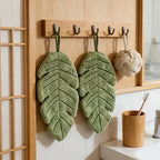 Leaf-Shaped Hand Towel with Hanging Loop