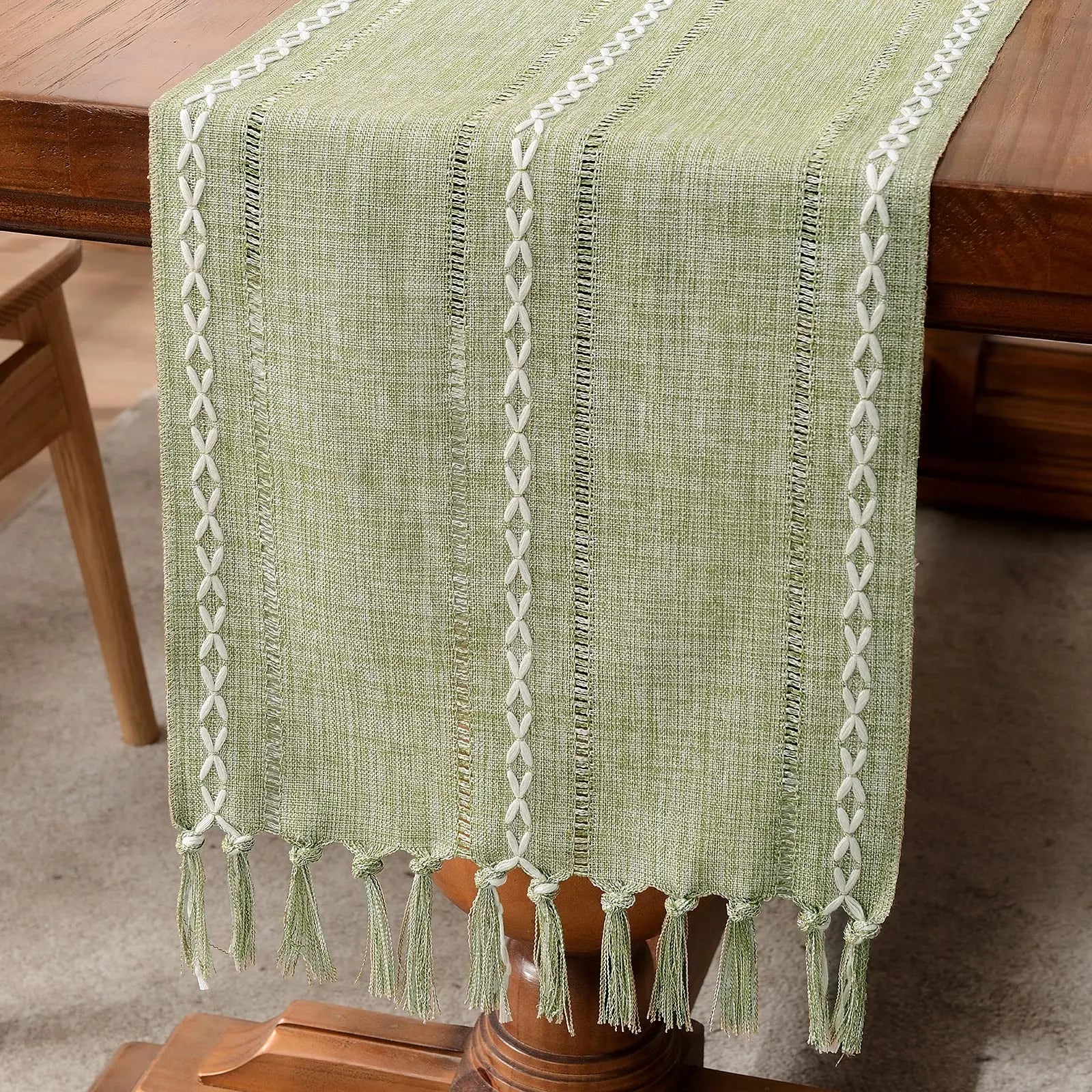 Aldwin Cotton Linen Table Runner with Tassels