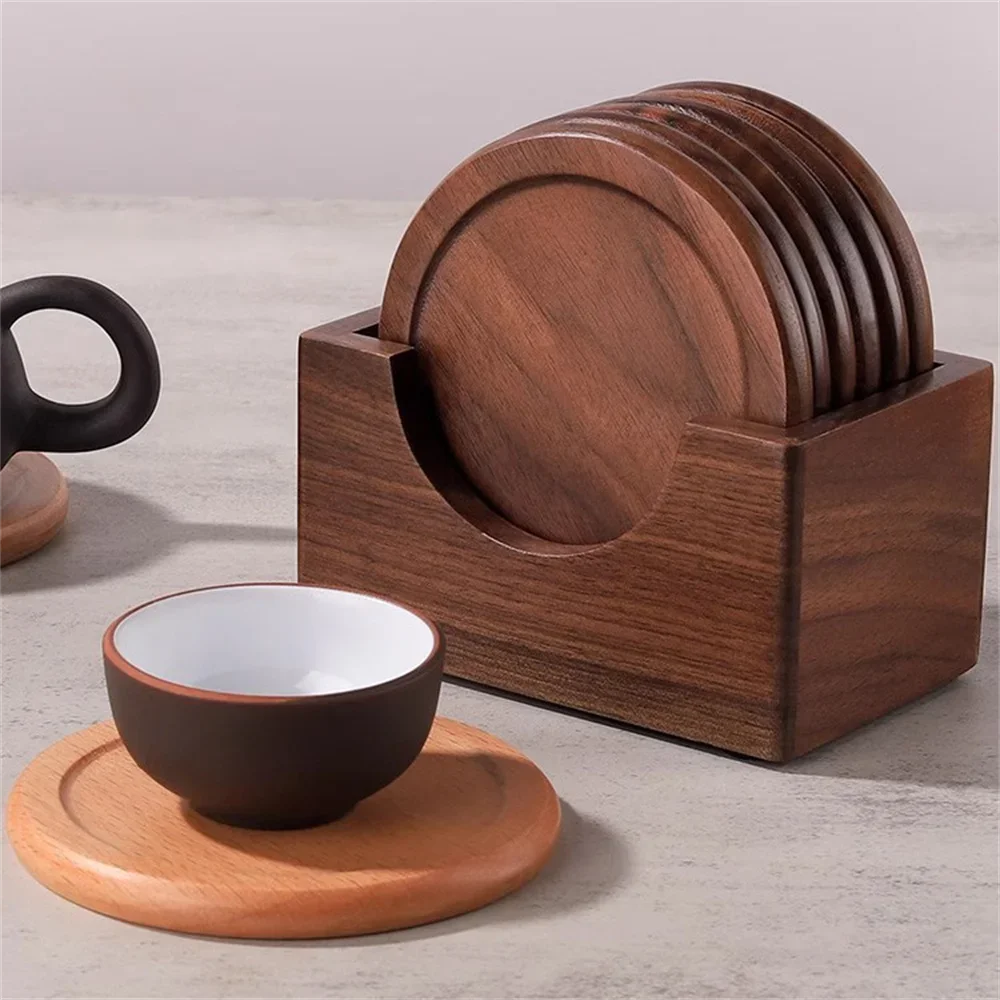 Ashford Wooden Coaster 6 Piece Set with Holder