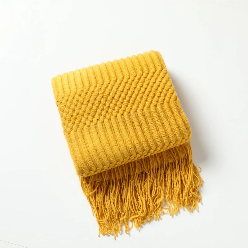 Orlan Knitted Throw Blanket with Tassels