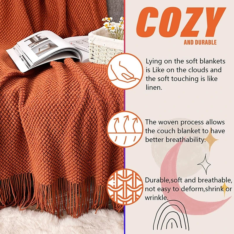 Orlan Knitted Throw Blanket with Tassels