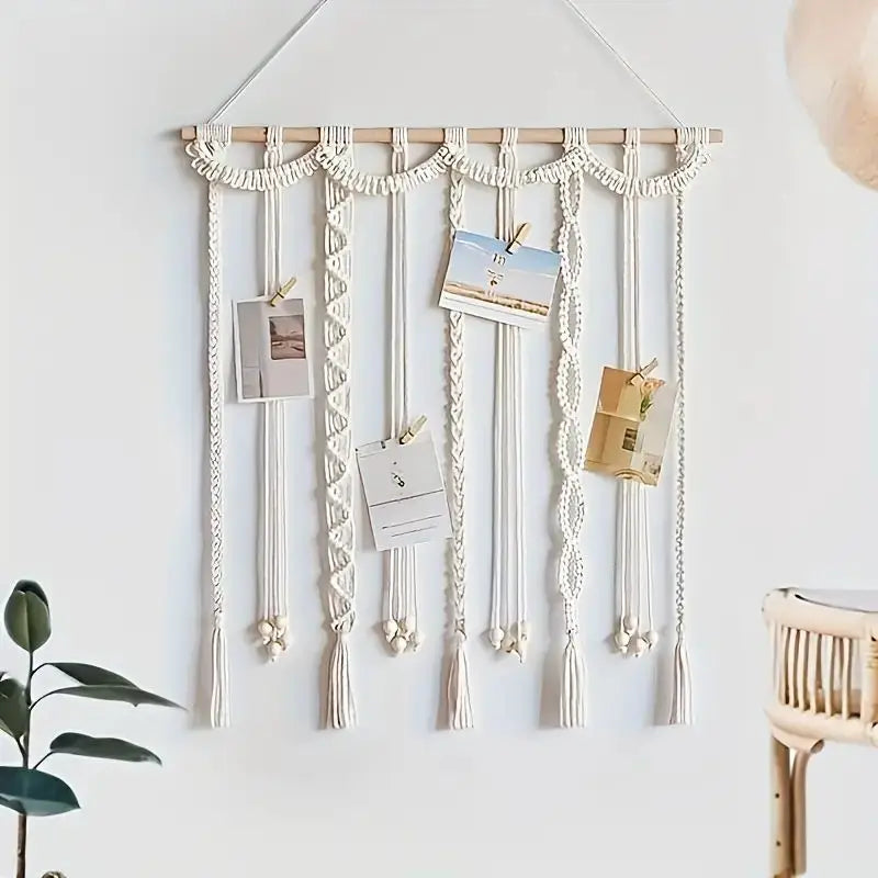 Paloma Macrame Boho Hanging Wall Photo Display