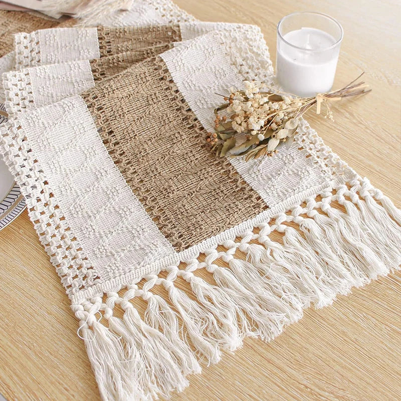 Harlan Woven Linen Table Runner with Tassels