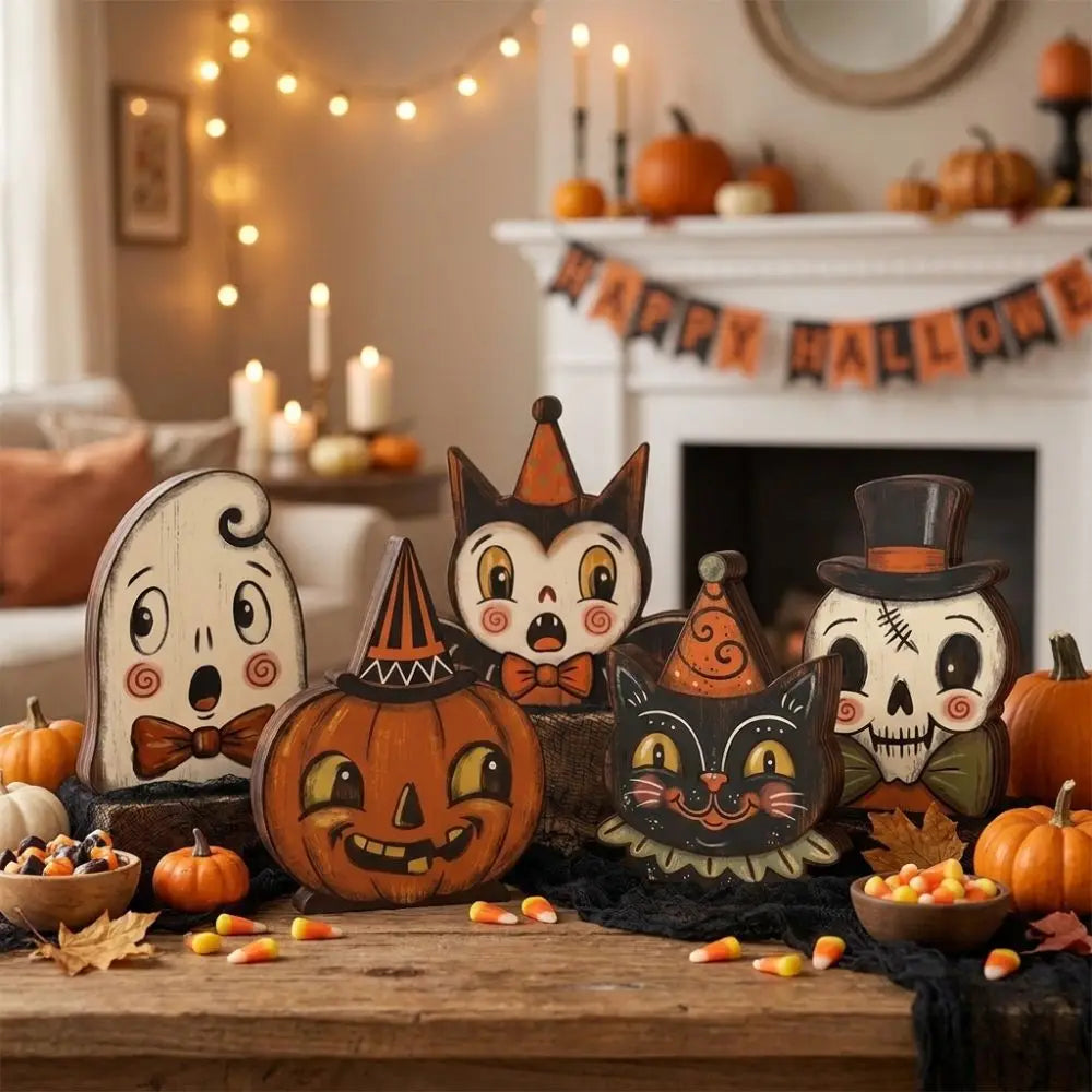 Harvest Halloween Wood Tabletop Signs (Set of 5)