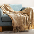 Orlan Knitted Throw Blanket with Tassels