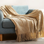 Orlan Knitted Throw Blanket with Tassels