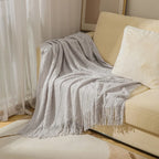Orlan Knitted Throw Blanket with Tassels
