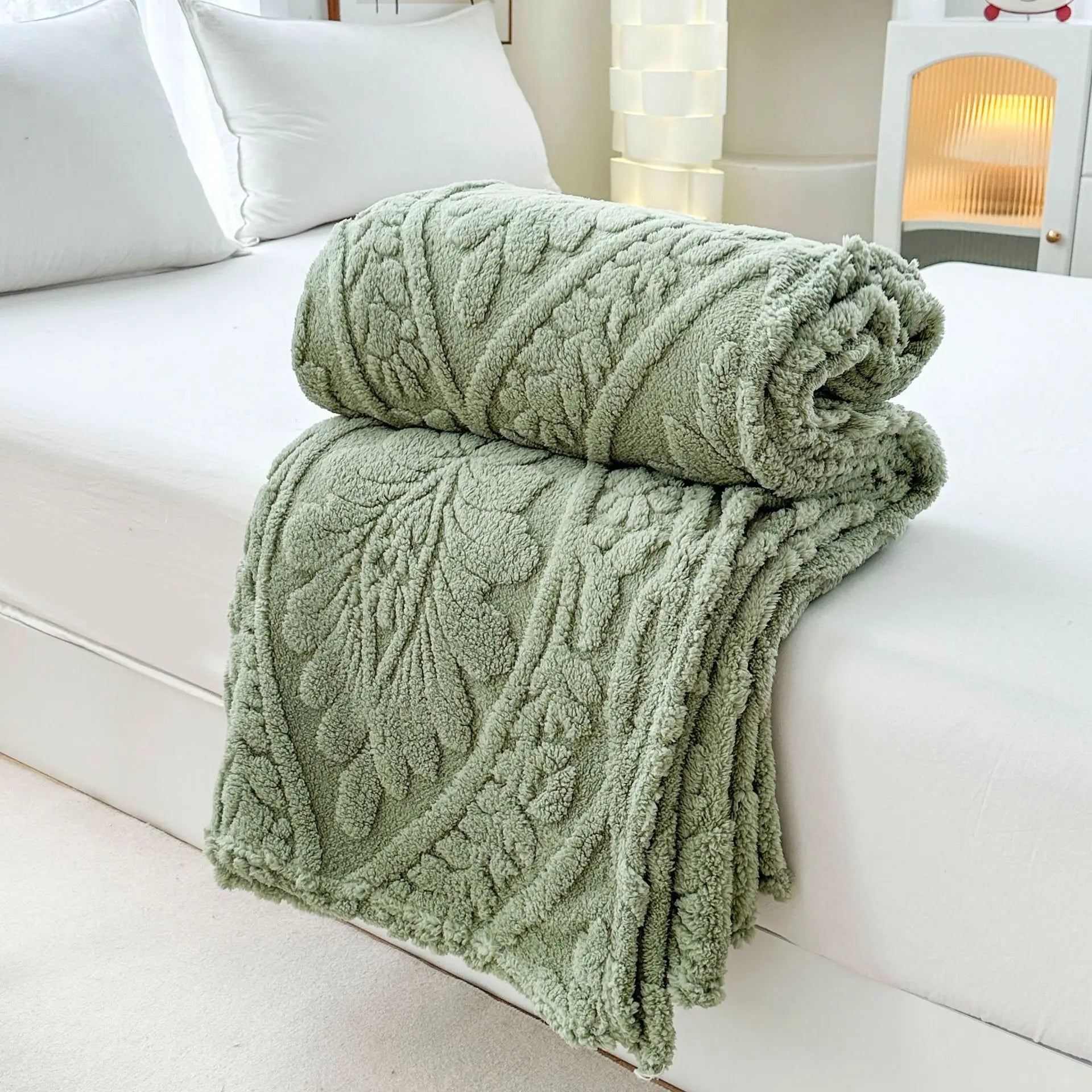 Cascade Plush Floral Textured Throw Blanket