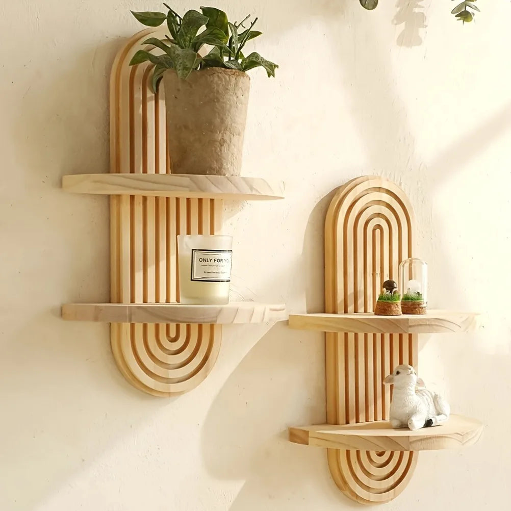 Calista Arched Wood Wall Shelf