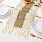 Brynn Burlap Striped Table Runner with Tassels