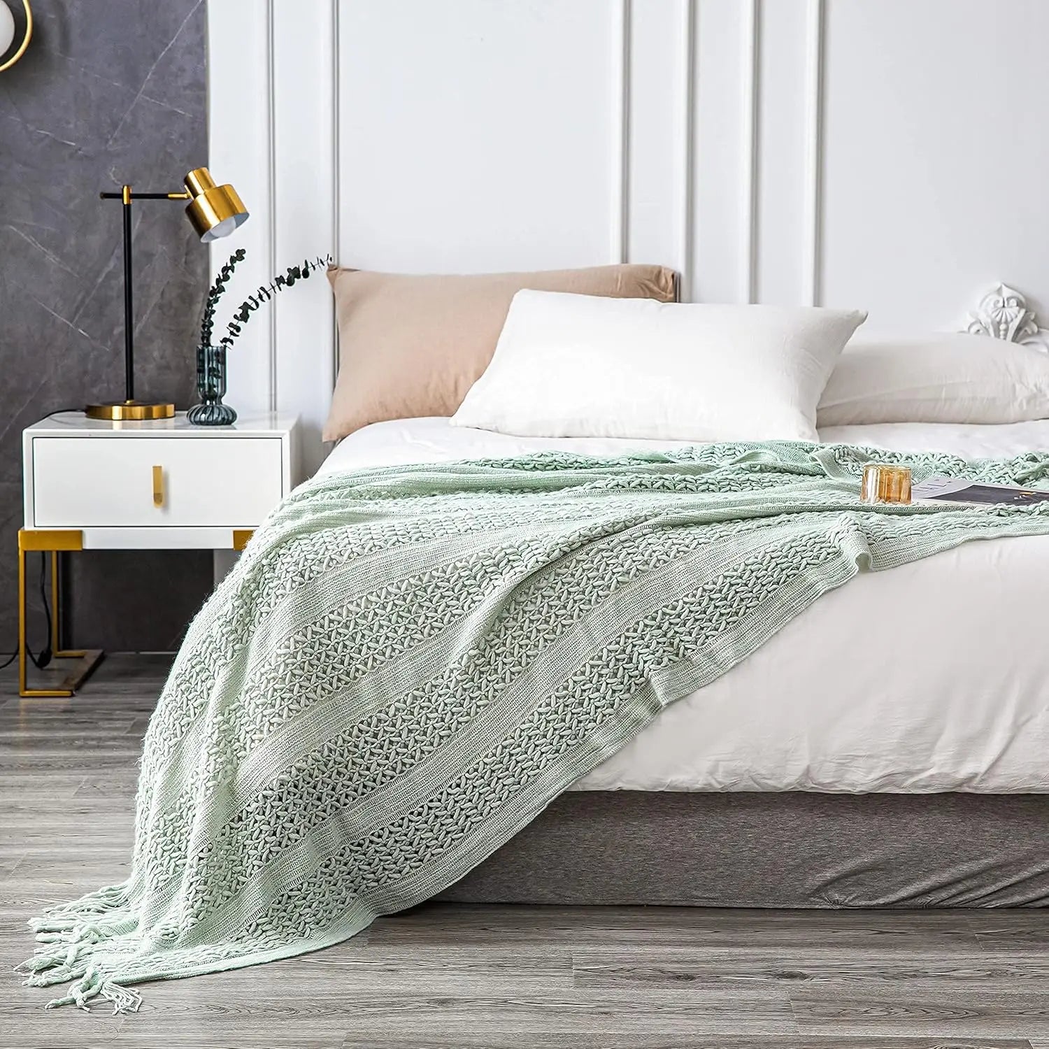 Birchley Knit Throw Blanket with Tassels