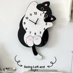 Cat-Shaped Wall Clock with Wagging Tail