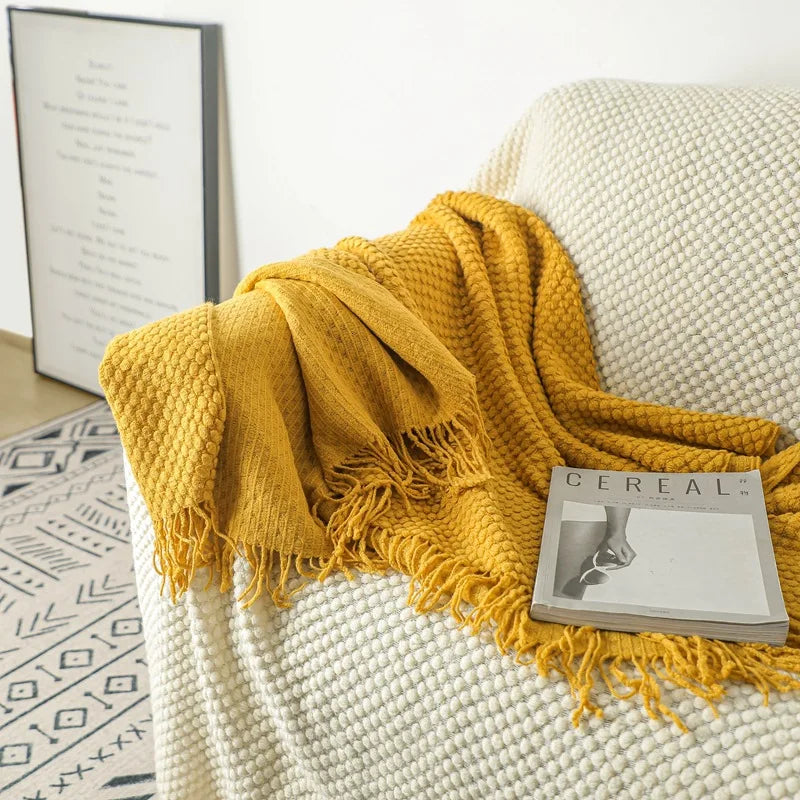 Ashlar Knitted Throw Blanket with Tassels (Copy) remove all but CL