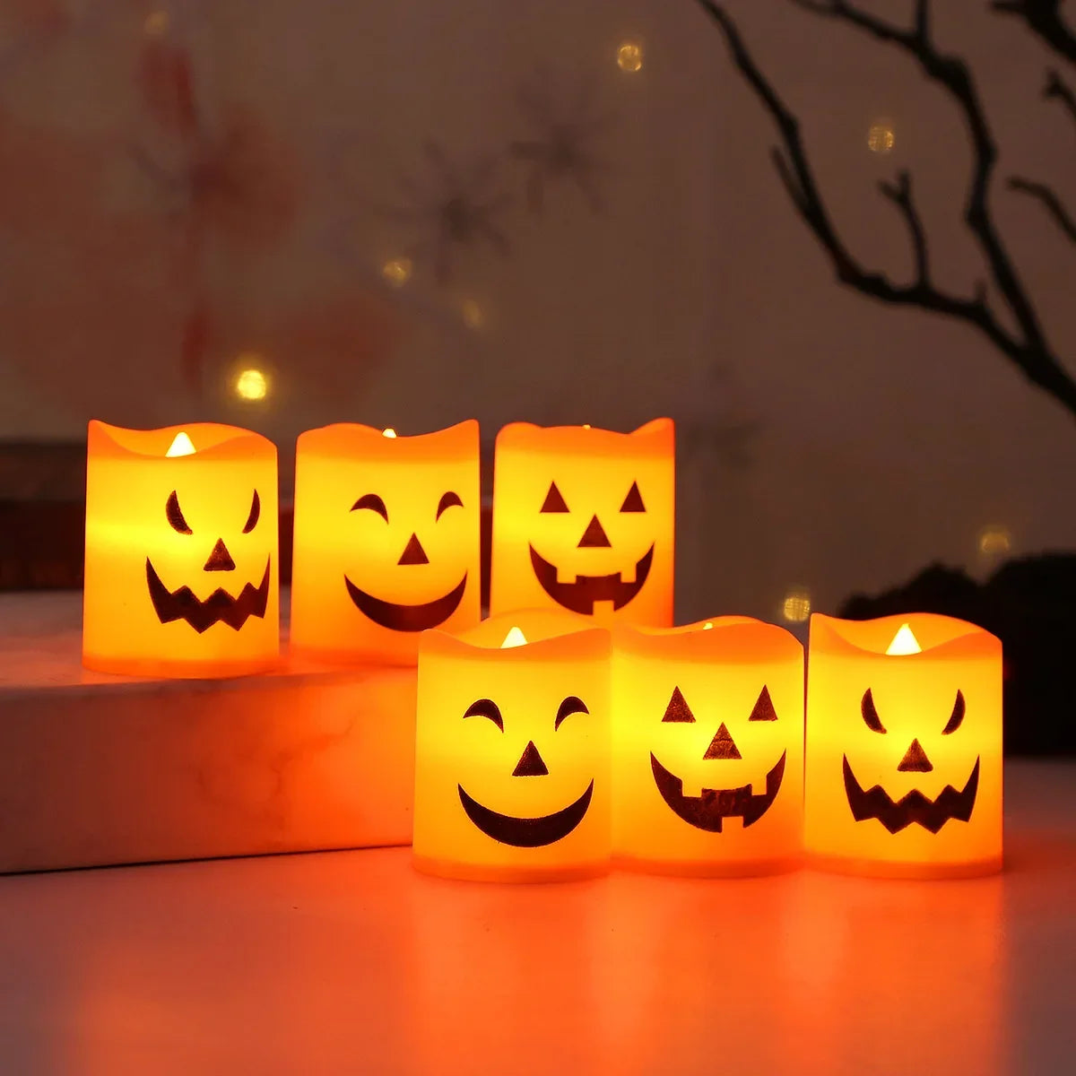LED Flameless Halloween Jack-O'-Lantern Candle Lights