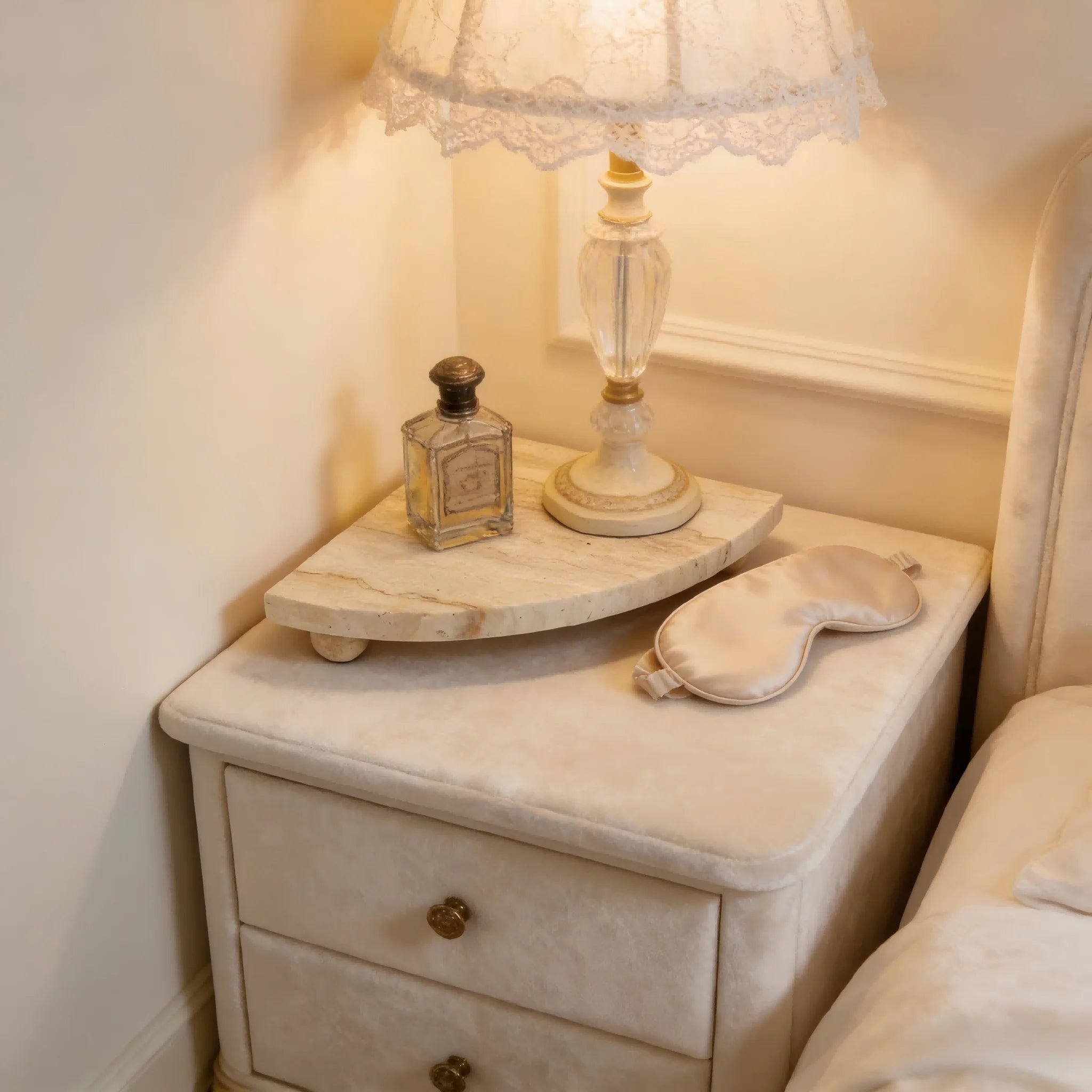 Travertine Stone Corner Vanity Tray