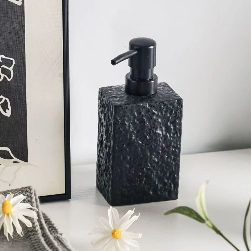 Riverstone Ceramic Soap Dispenser with Stone Texture