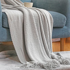 Orlan Knitted Throw Blanket with Tassels
