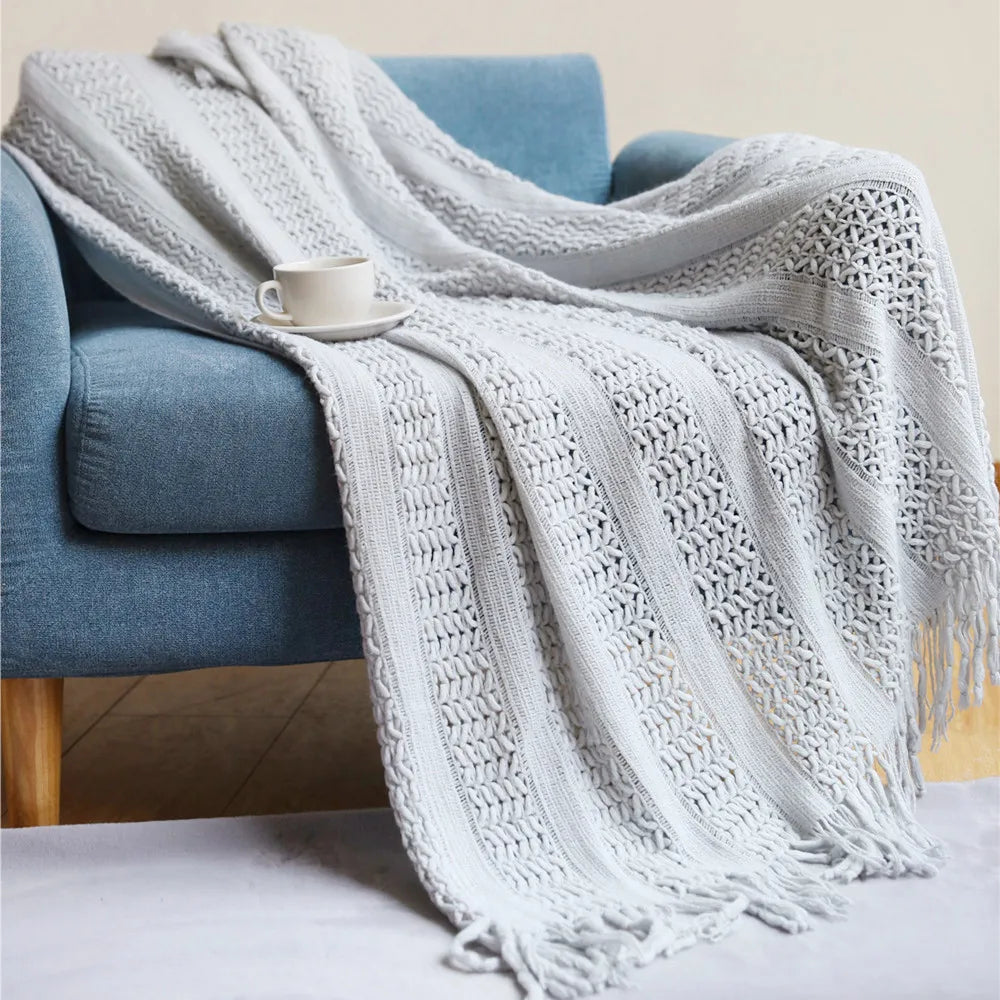 Birchley Knit Throw Blanket with Tassels