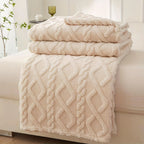 Serene Geometric Coral Fleece Textured Blanket