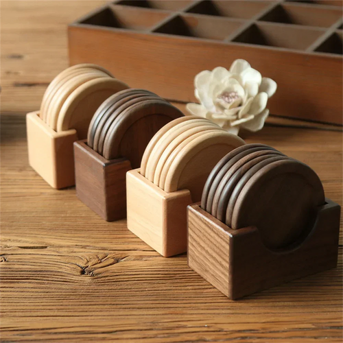 Ashford Wooden Coaster 6 Piece Set with Holder