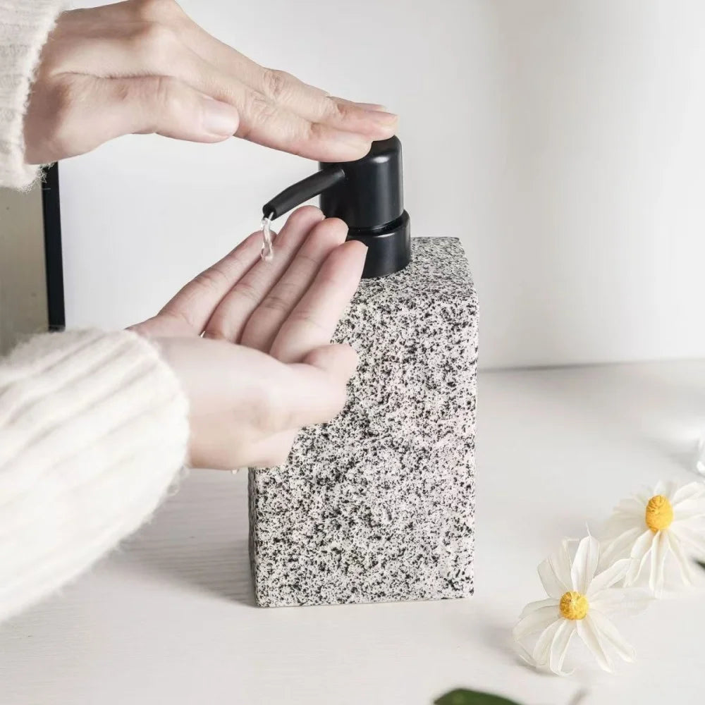 Riverstone Ceramic Soap Dispenser with Stone Texture