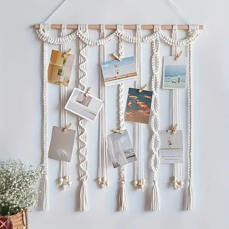 Paloma Macrame Boho Hanging Wall Photo Display