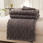 Serene Geometric Coral Fleece Textured Blanket