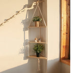 Briar Boho Macrame Triangle Floating Wall Shelf