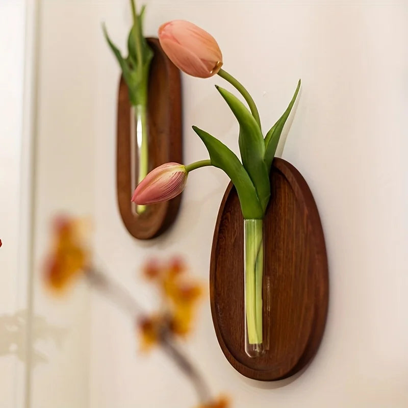 Foxwell Walnut Wood Wall Vase