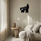 Black Cat Silhouette Wooden Wall Clock
