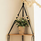 Briar Boho Macrame Triangle Floating Wall Shelf