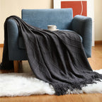 Orlan Knitted Throw Blanket with Tassels