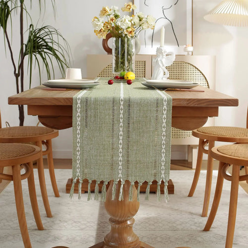 Aldwin Cotton Linen Table Runner with Tassels