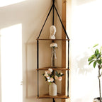 Briar Boho Macrame Triangle Floating Wall Shelf