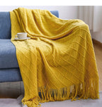 Orlan Knitted Throw Blanket with Tassels
