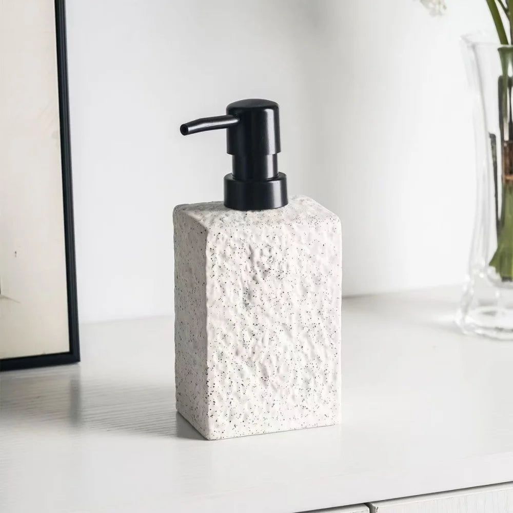 Riverstone Ceramic Soap Dispenser with Stone Texture