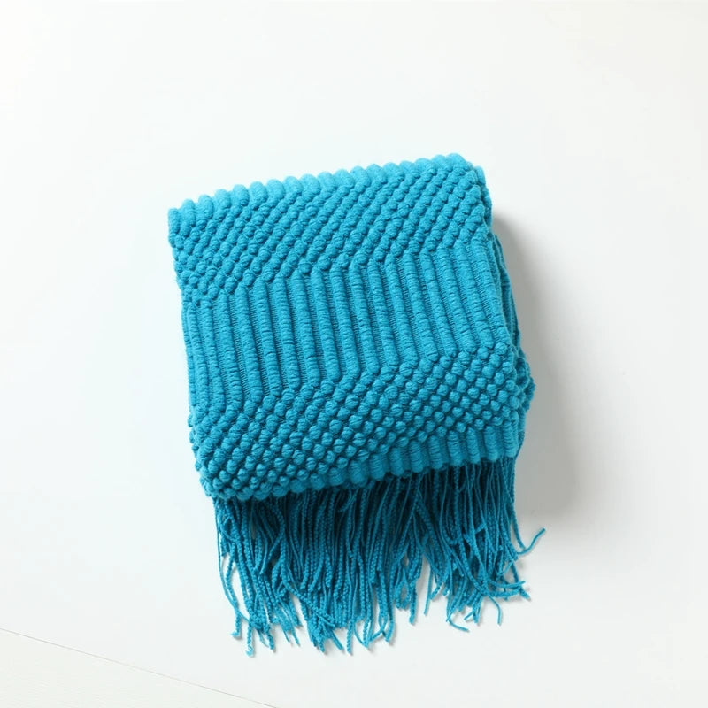 Orlan Knitted Throw Blanket with Tassels