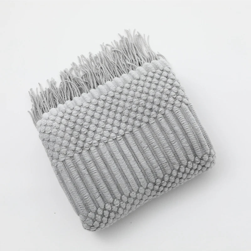 Orlan Knitted Throw Blanket with Tassels