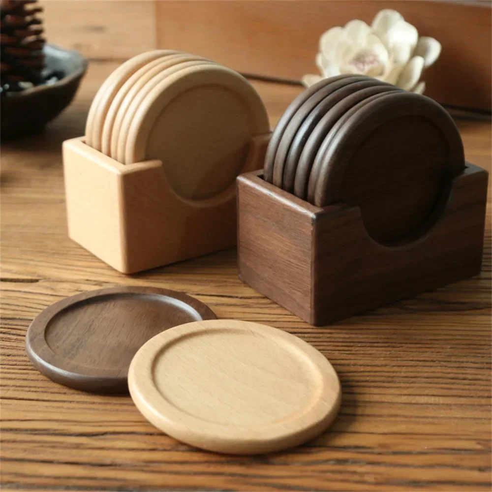 Ashford Wooden Coaster 6 Piece Set with Holder