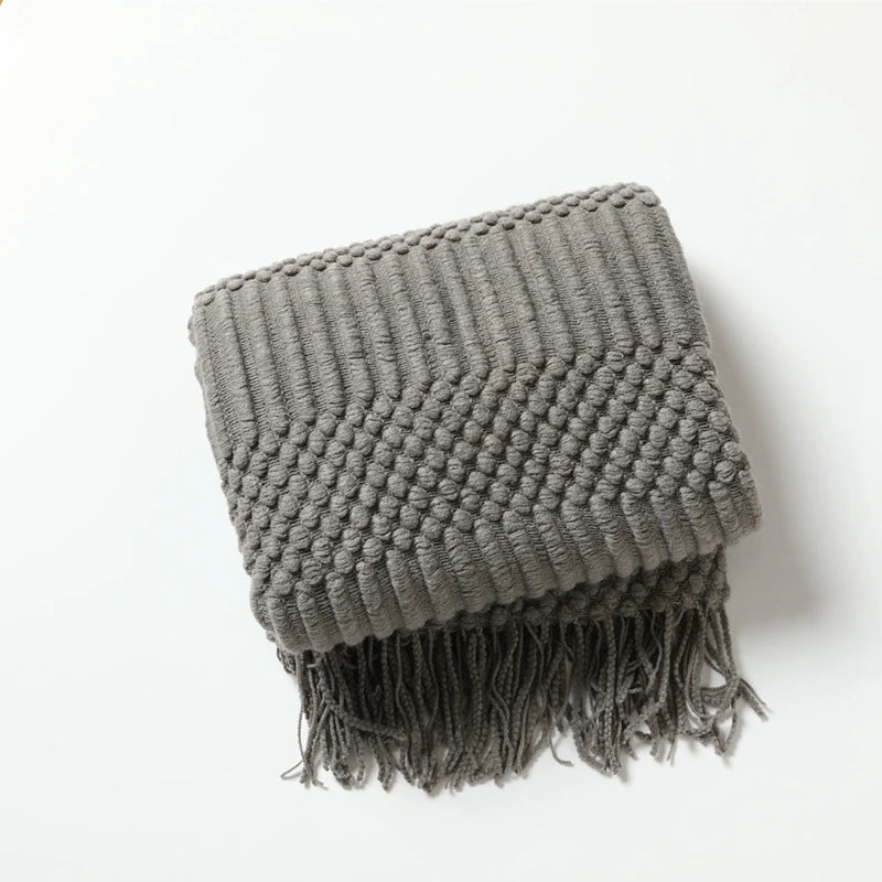 Orlan Knitted Throw Blanket with Tassels